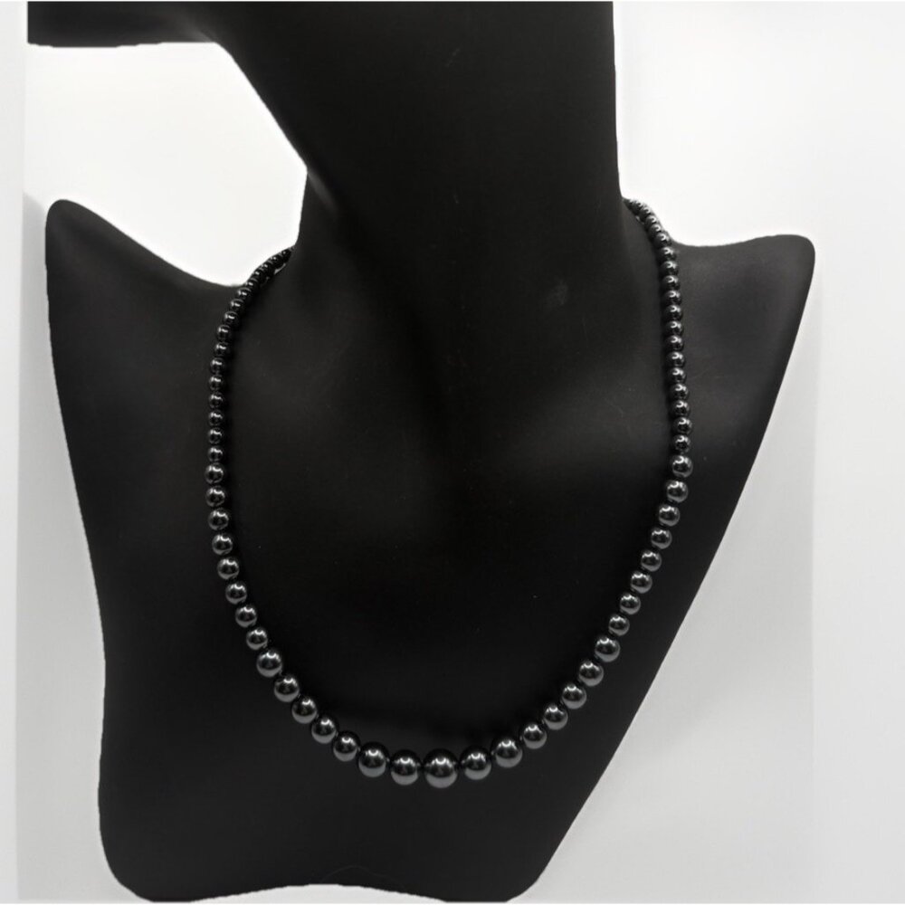 Graduated Faux Simulated Black Pearl Necklace Dainty Formal Prom